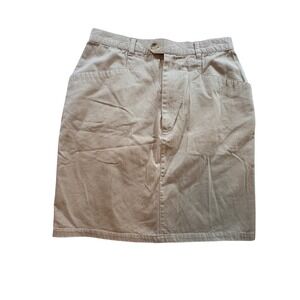 Averroe Khaki Cotton Twill Skirt Womens Size 10 Tan Utility Straight Mini Skirt